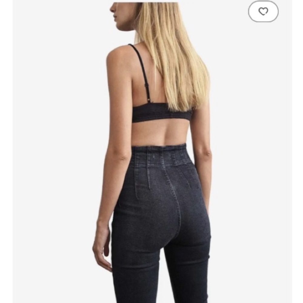 Free People x We The Free Jayde Retro High Rise Flare Stretch Jeans Onyx 25 - Picture 7 of 17